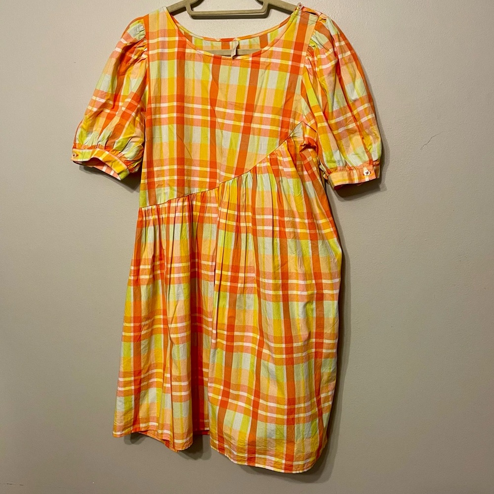 URBAN OUTFITTERS Plaid Asymmetrical Babydoll Carousel Dress - Picture 3 of 11